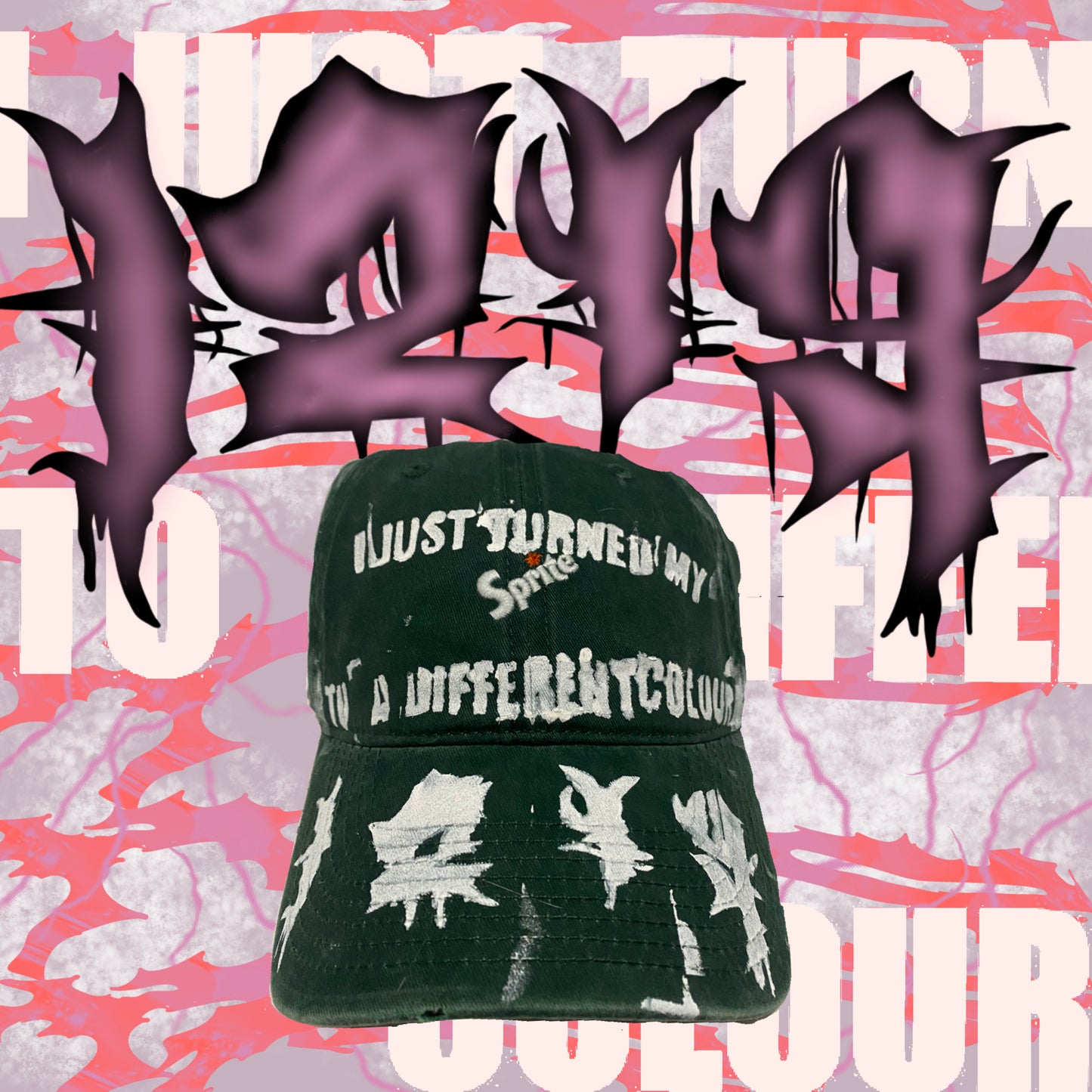 “I JUST TURNED MY SPRITE TO A DIFFERENT COLOUR” DISTRESSED PAINTERS CAP.